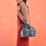 Secchiello morbido in pelle - grigio roccia