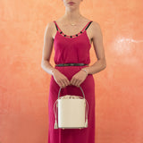 Large leather bucket - cream