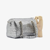 Borsa laminata in pelle - grigio