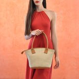 Borsa classic pape in paglia rafia - cammello