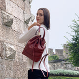 Rucksack aus Leder mit Kordelzug - Burgund