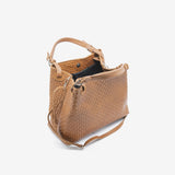 Borsa a mano da donna in vera pelle cammello con tracolla