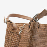 Borsa a mano da donna in vera pelle cammello con tracolla