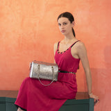 Borsa laminata in pelle - grigio