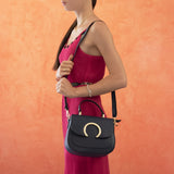 Borsa lune in pelle - blu navy