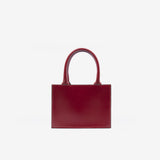 Borsa rigida da donna in vera pelle con tracolla rosso