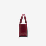 Borsa rigida da donna in vera pelle con tracolla rosso