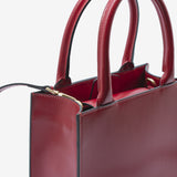 Borsa rigida da donna in vera pelle con tracolla rosso