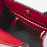 Borsa rigida da donna in vera pelle con tracolla rosso