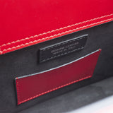 Borsa rigida da donna in vera pelle con tracolla rosso