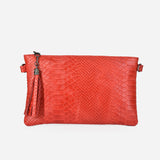 Pochette python in pelle - rosso