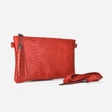 Pochette python in pelle - rosso