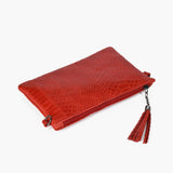 Pochette python in pelle - rosso