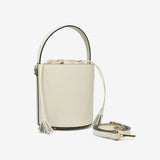 Large leather bucket - cream