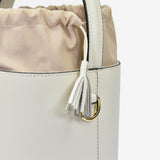 Large leather bucket - cream