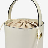 Large leather bucket - cream