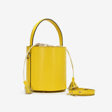 Große Beuteltasche aus Leder - Gelb