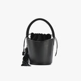 Borsa a secchiello nero da donna in vera pelle