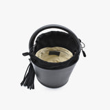 Borsa a secchiello nero da donna in vera pelle