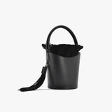 Borsa a secchiello nero da donna in vera pelle
