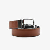 Cintura double face in pelle - nero