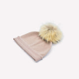 Berretto in misto cashmere con pompon