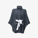 Persercape mit Echtledereinsätzen - schwarz