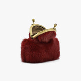 Portamonete Circle in visone - bordeaux