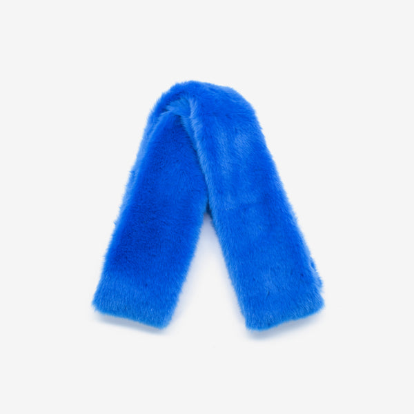 Sciarpa morbida da donna in pelliccia ecologica sintetica blu