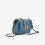 Borsa mini Marta in pelle - blu acciaio