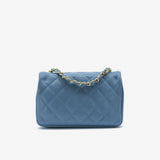 Borsa mini Marta in pelle - blu acciaio