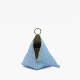 Pochette piramide in pelle - azzurro