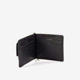 Portafoglio fermasoldi in pelle - nero