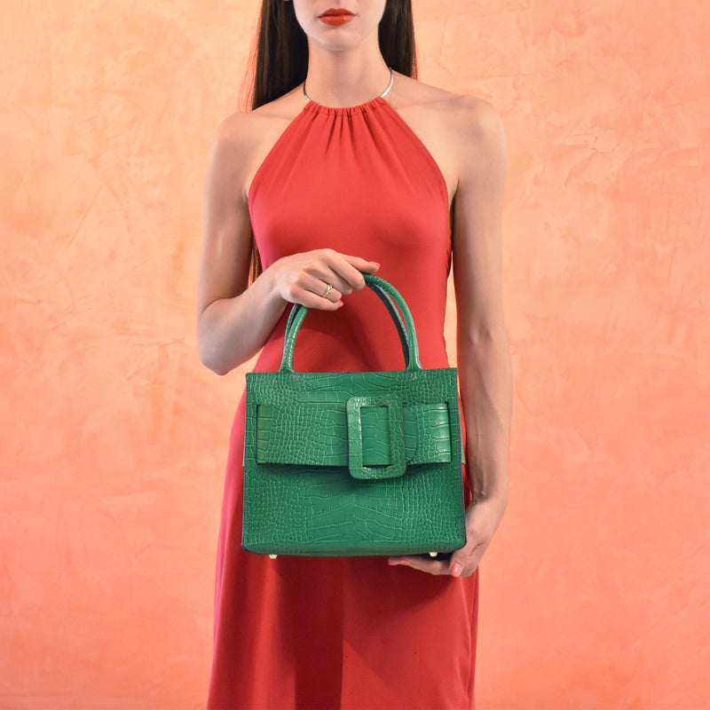 Leather belt bag - green