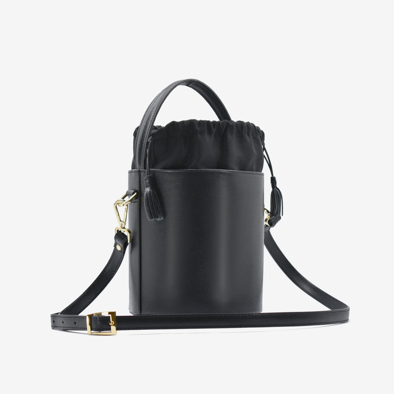 Large leather bucket - purple