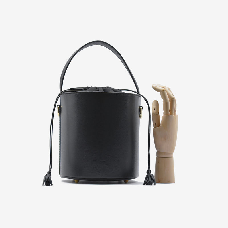 Large leather bucket - purple