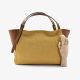 Big pape bag in raffia straw - camel