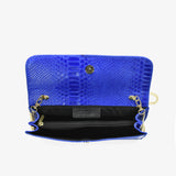 Blue leather clutch bag