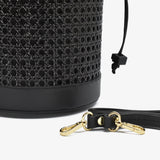 Big pape bucket in raffia straw - black