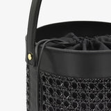 Big Pape Bucket Bag aus Baststroh - schwarz