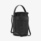 Big Pape Bucket Bag aus Baststroh - schwarz