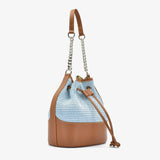 Pape bucket in raffia straw - light blue