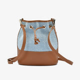 Pape bucket in raffia straw - light blue