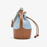 Pape bucket in raffia straw - light blue