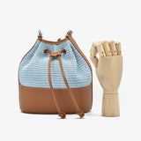 Pape bucket in raffia straw - light blue