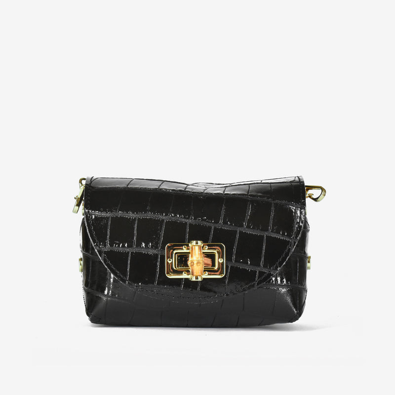 Mini bag in leather - black