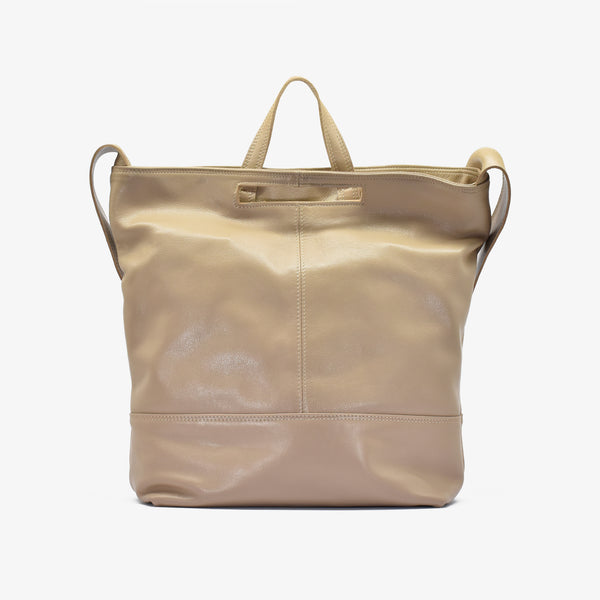 La grande leather bag - beige