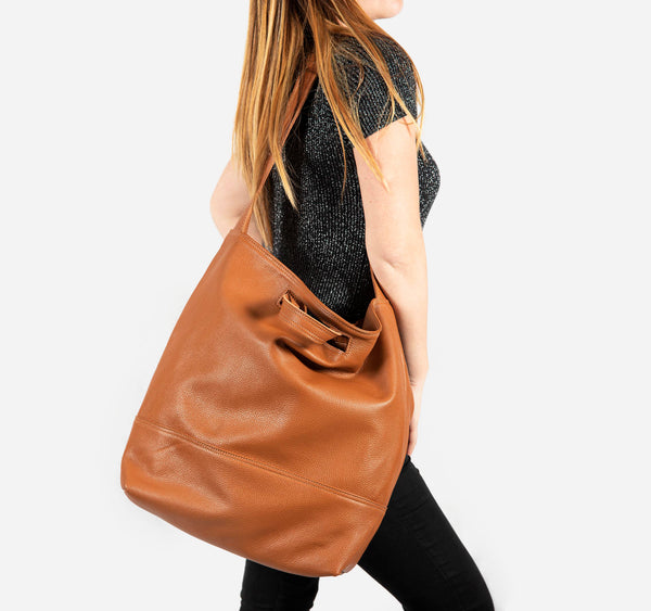 La grande leather bag - beige