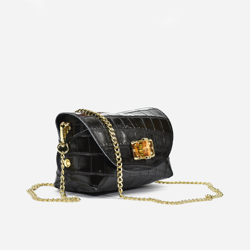 Mini bag in pelle - nero