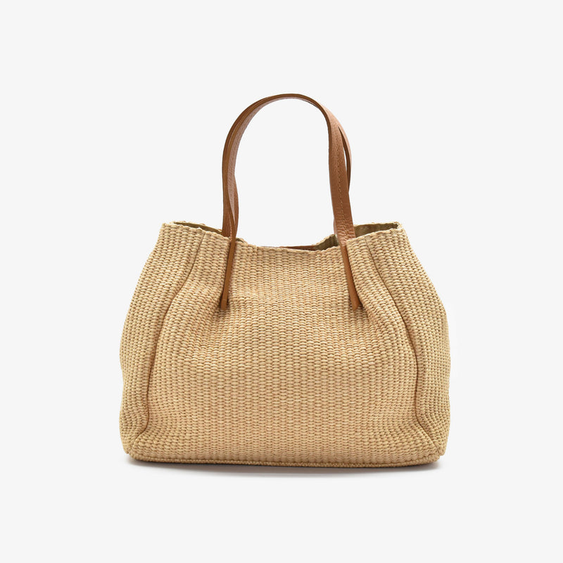 Pape bag in raffia straw - camel